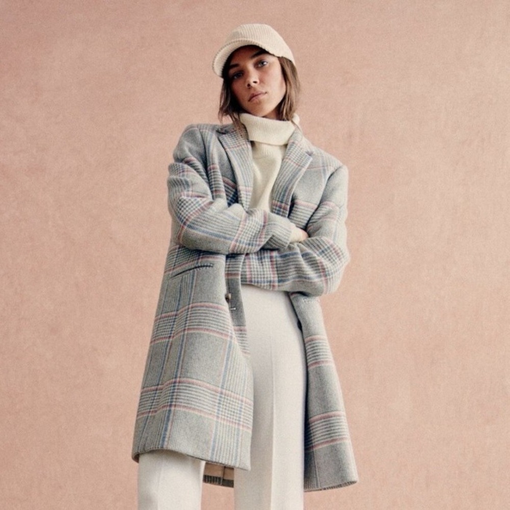 NWT Sézane Johnson Coat Dublin Check US 2 /UK 6 /FR 34